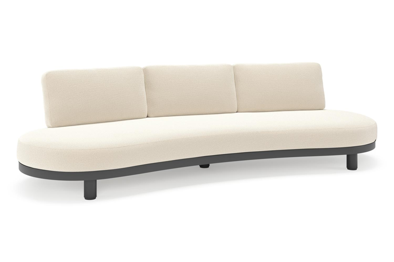 Canapé de jardin Donato en aluminium noir et coussins en all weather cosytica Althea Off White