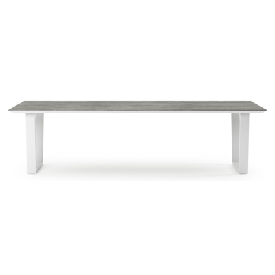 Pagino tuintafel rechthoekig in wit aluminium en volkeramiek Aspen Grey - L 280 x B 110 x H 73.5 cm