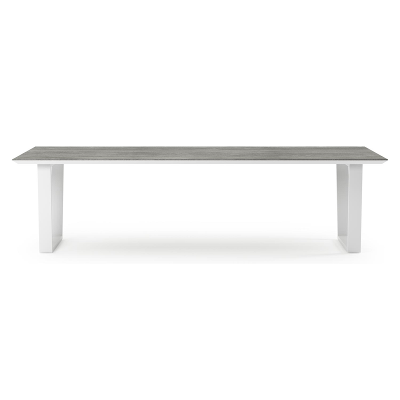 Pagino tuintafel rechthoekig in wit aluminium en volkeramiek Aspen Grey - L 280 x B 110 x H 73.5 cm