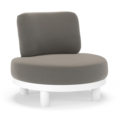 Fauteuil de jardin Donato en aluminium blanc et coussins en all weather sunbrella® luxe Natte Dark Taupe