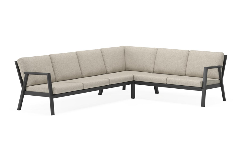 Avila loungehoek in zwart aluminium met twilight granite weather+ softtouch kussens