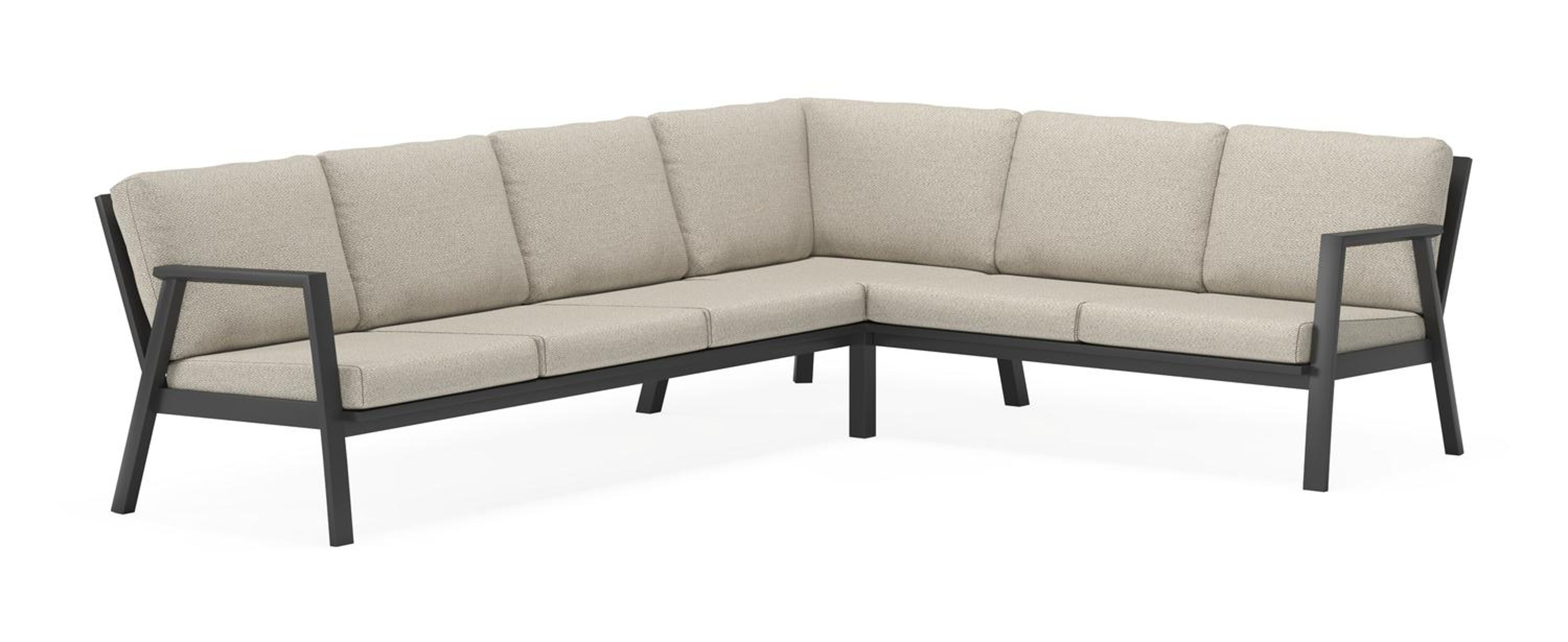 Avila loungehoek in zwart aluminium met twilight granite weather+ softtouch kussens