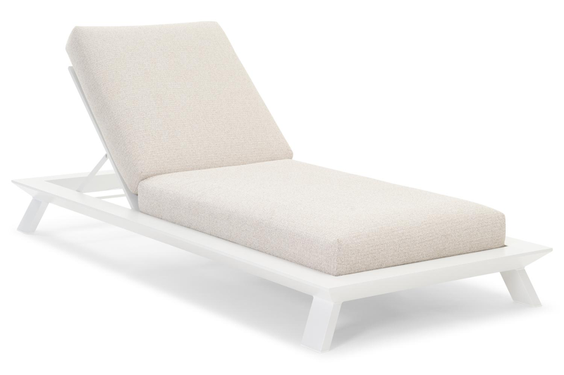 Cesano verstelbaar ligbed in wit aluminium met catania sand all weather cosytica kussen