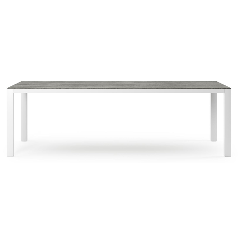 Como tuintafel in wit aluminium en volkeramiek aspen grey - L 240 x B 100 x H 75 cm
