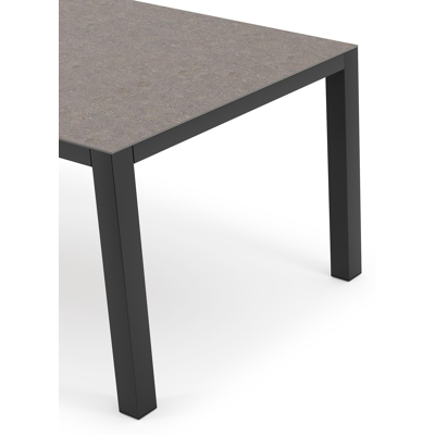 Como tuintafel rechthoekig in zwart aluminium en volkeramiek wulong - L 160 x B 100 x H 75 cm