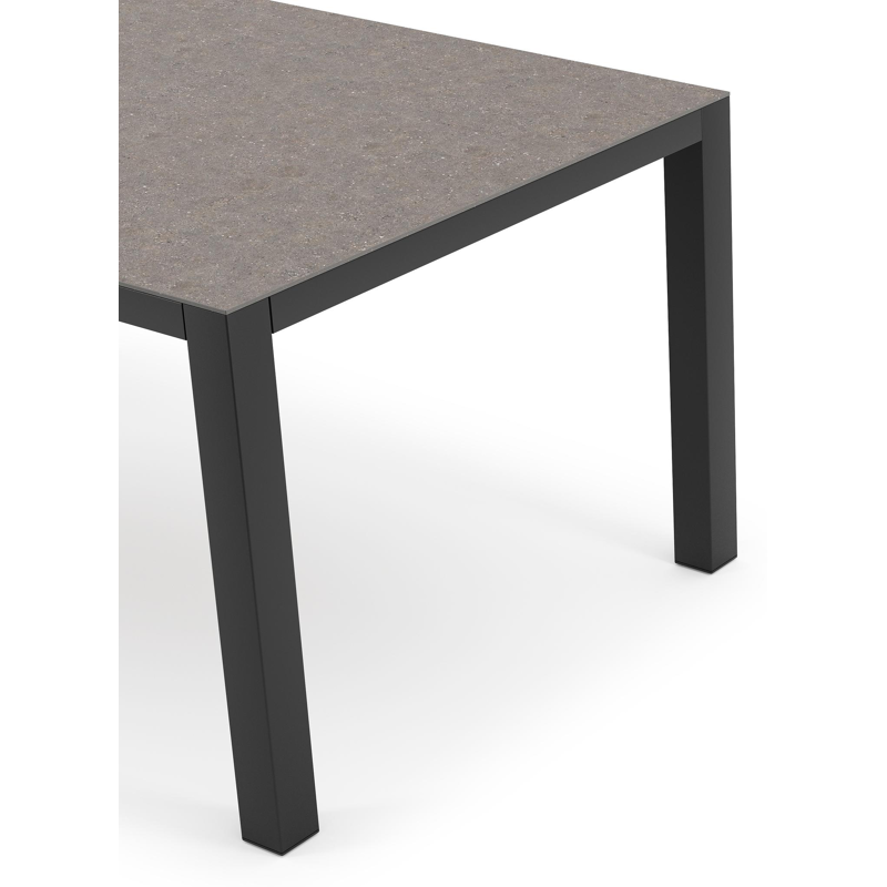 Como tuintafel rechthoekig in zwart aluminium en volkeramiek wulong - L 160 x B 100 x H 75 cm