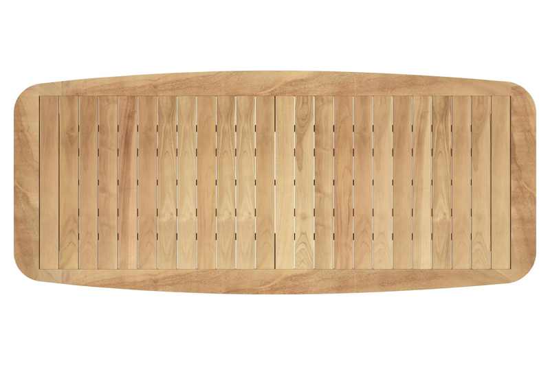 Mosa bootvormige tuinset in zwart aluminium en teak natural finish met 10 Calobra tuinstoelen