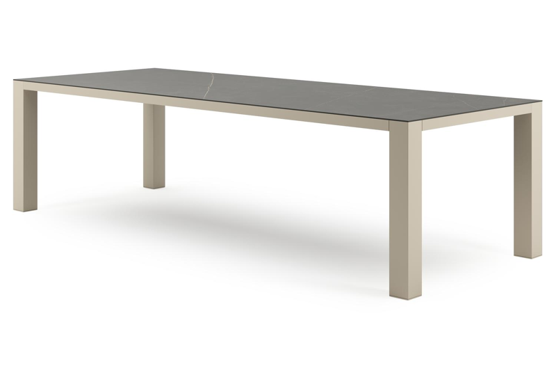 Nano tuintafel rechthoekig in beige aluminium en volkeramiek Calatorao - L 280 x B 110 x H 75 cm