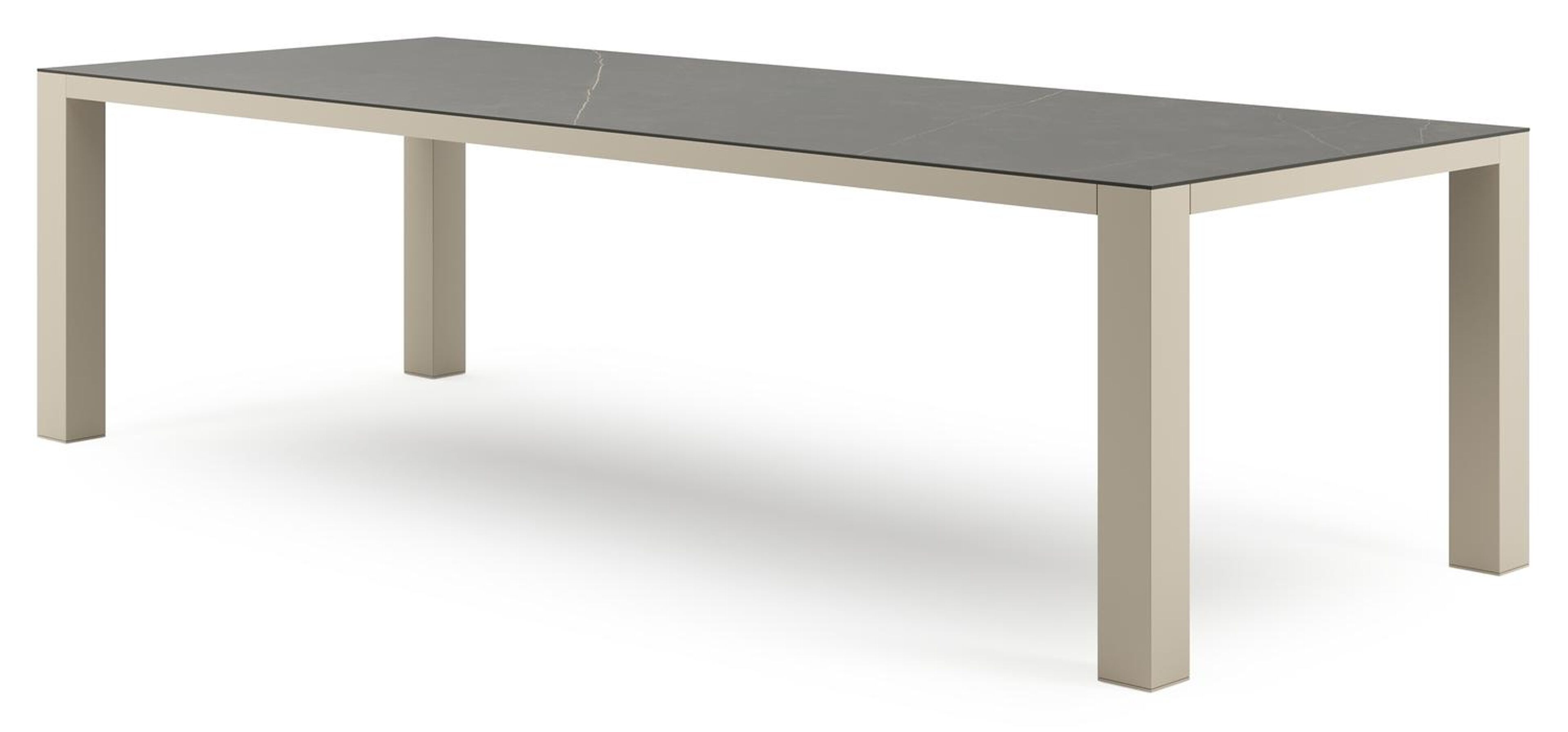 Nano tuintafel rechthoekig in beige aluminium en volkeramiek Calatorao - L 280 x B 110 x H 75 cm