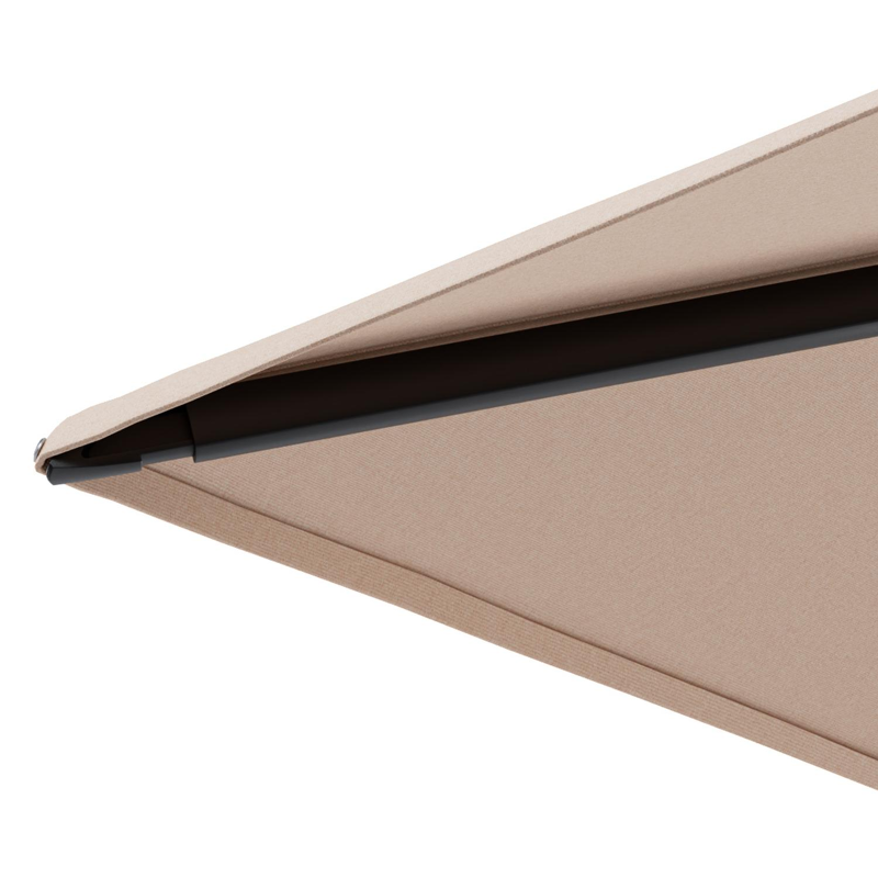 Minore zweefparasol met tiltfunctie in zwart aluminium en Natte Linen Chalk All Weather Sunbrella® Luxe parasoldoek - L1 350 x L2: 350 cm met parasolvoet Minore 260 kg met wielen