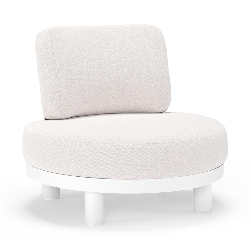 Donato loungestoel in wit aluminium met all weather solica Ego Eggshell kussen