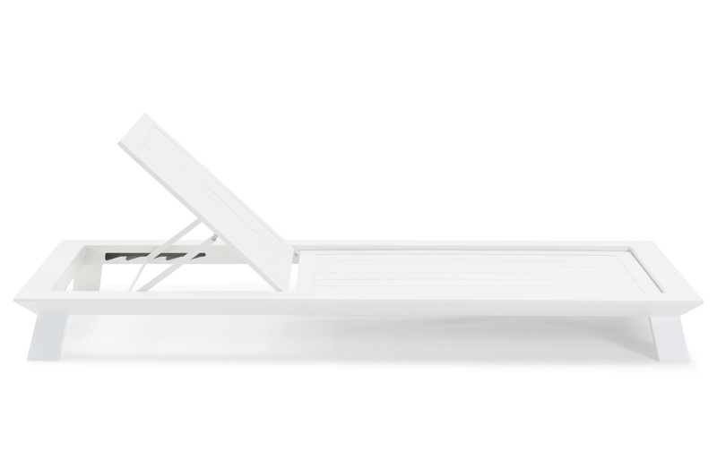 Cesano verstelbaar ligbed in wit aluminium met marbella beige all weather cosytica kussen