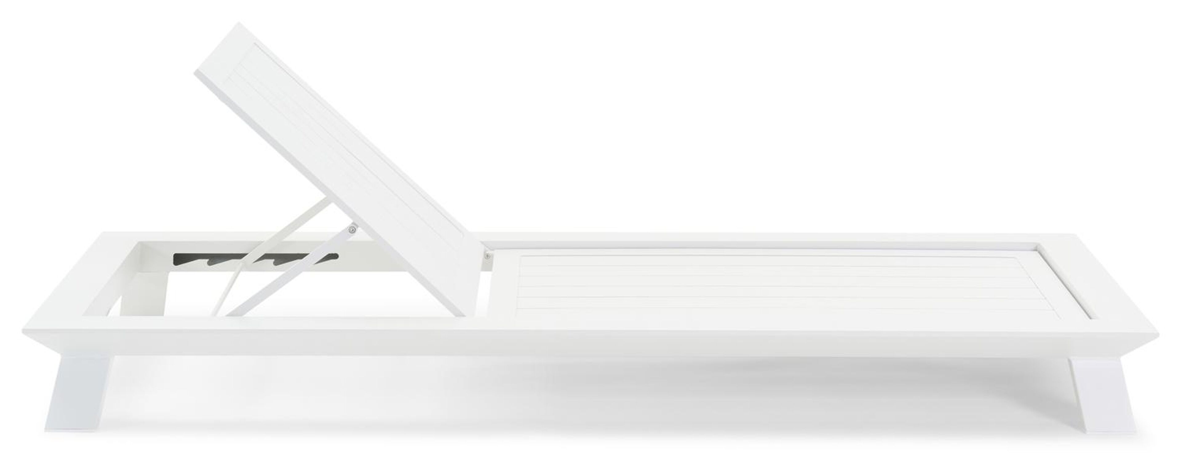 Chaise longue réglable Cesano en aluminium blanc avec All Weather Sunbrella® luxe savane tornado coussin