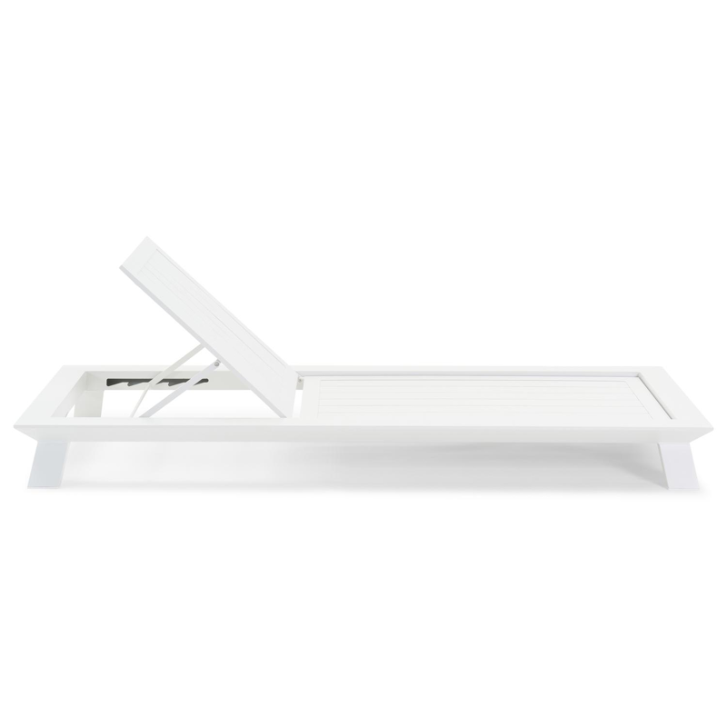 Cesano verstelbaar ligbed in wit aluminium met savane tornado all weather sunbrella® luxe kussen