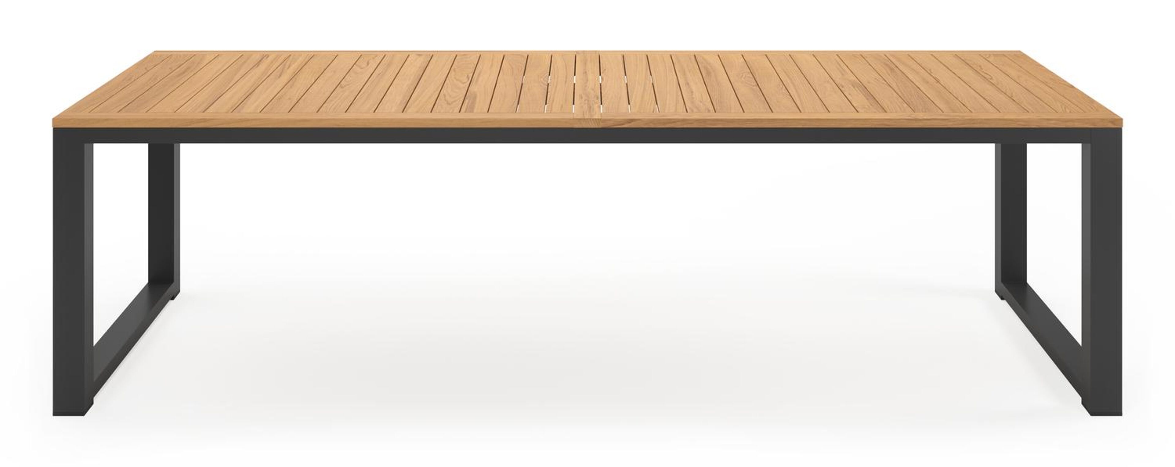 Livo tuinset in zwart aluminium en naturel teak tafelblad met 8 stapelbare Calobra tuinstoelen