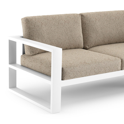 Verato loungehoek in wit aluminium met bora jungle all weather cosytica kussen