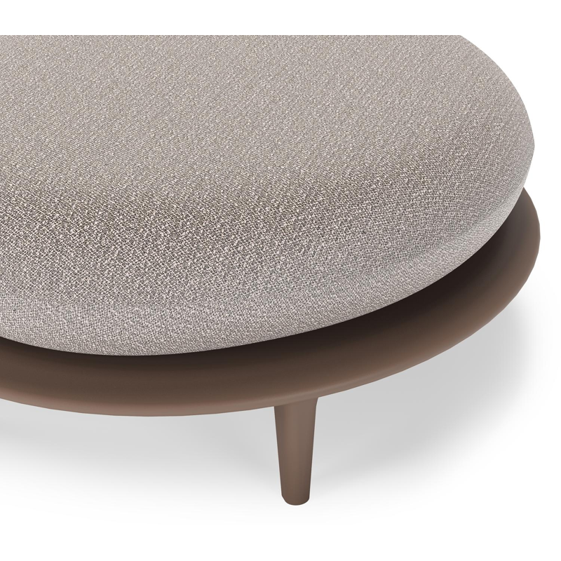 Pouf Bomero en aluminium taupe et coussin en all weather sunbrella® luxe wander granite