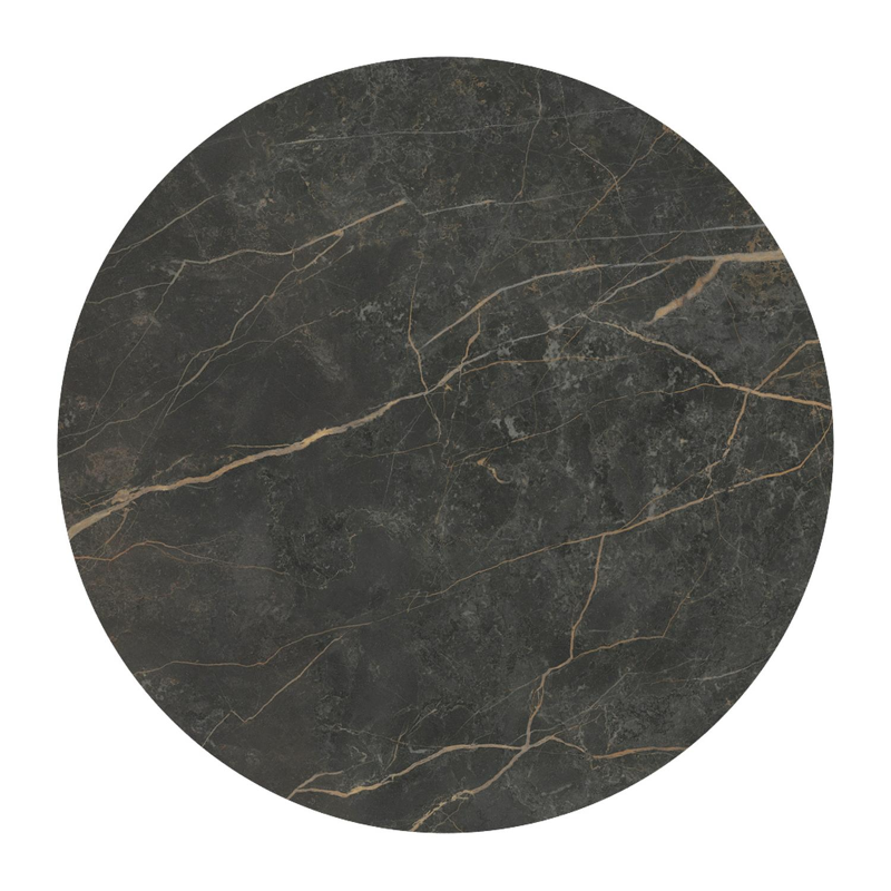 Table de basse Bomero ronde en aluminium taupe et céramique pleine Black Obsession - Diam. 84 x Haut. 32.2 cm