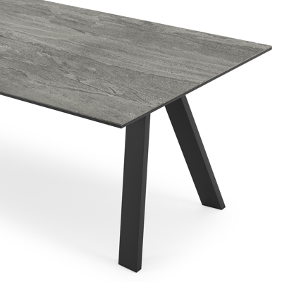 Cesano tuintafel in zwart aluminium en volkeramiek aspen grey - L 240 x B 100 x H 75 cm