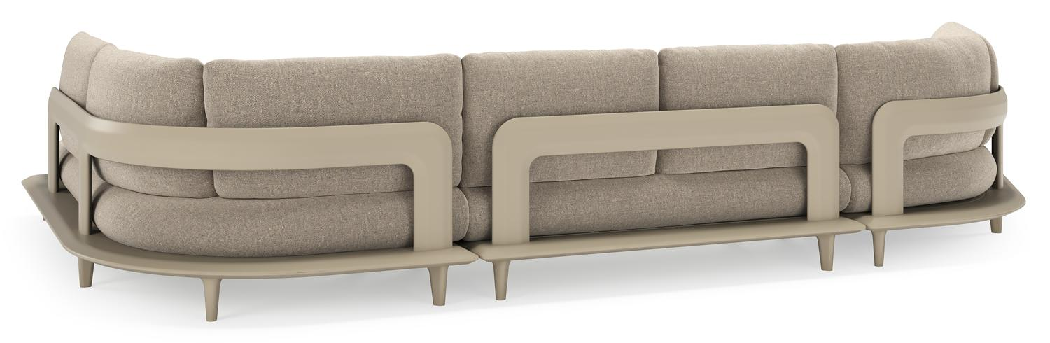 Salon de jardin d'angle Bomero en aluminium beige et coussins en all weather sunbrella® luxe chartres pewter