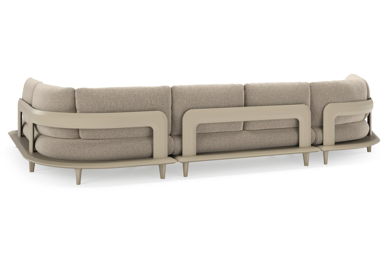 Bomero loungehoek in beige aluminium met chartres pewter all weather sunbrella® luxe kussen