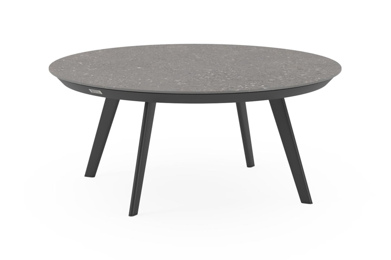 Rondo loungetafel in zwart aluminium en wulong volkeramiek - Dia. 85 x H 35 cm
