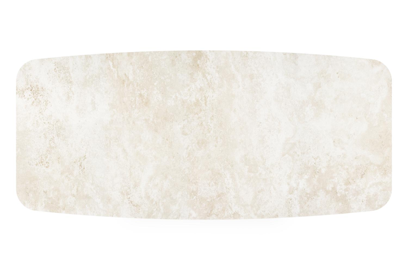 Table de jardin Cesano forme de bateau en aluminium noir et céramique pleine Rapolano Lg. 255 x Lrg. 115 cm