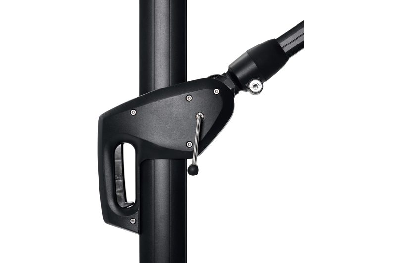 Parasol pendant Minore avec fonction tilt en aluminium noir avec toile de parasol en all weather sunbrella® premium gris - Larg1 300 x Larg2 400 cm (sans pied de parasol)