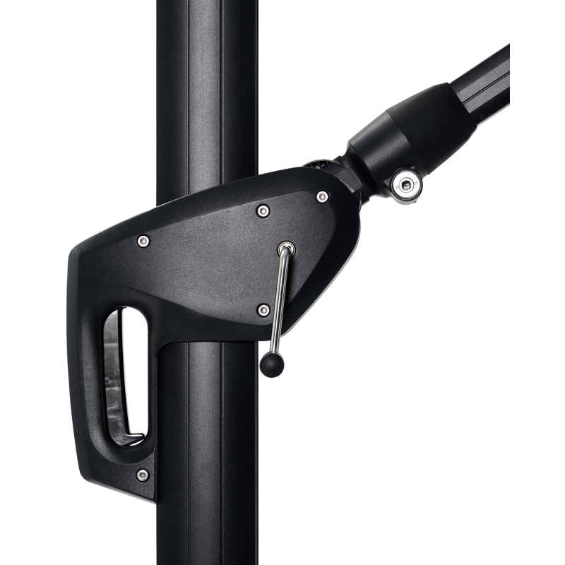 Minore zweefparasol met tiltfunctie in zwart aluminium met grijs sunbrella® premium parasoldoek - L1 300 x L2 400 cm (met voet)