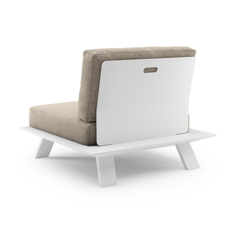 Cesano loungestoel in wit aluminium met chartres pewter all weather Sunbrella® luxe kussen