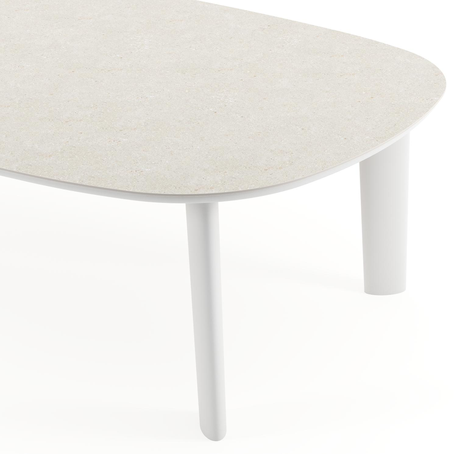 Amico tuintafel bombo xl in wit aluminium en volkeramiek Shilin - L 270 x B 148 x H 73.5 cm