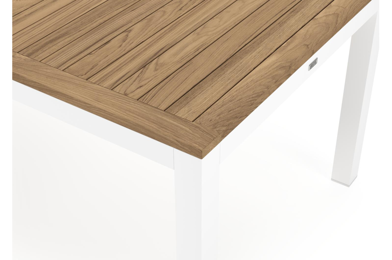Varese tuintafel rechthoekig in wit aluminium en teak colour finish - L 270 x B 100 x H 73 cm
