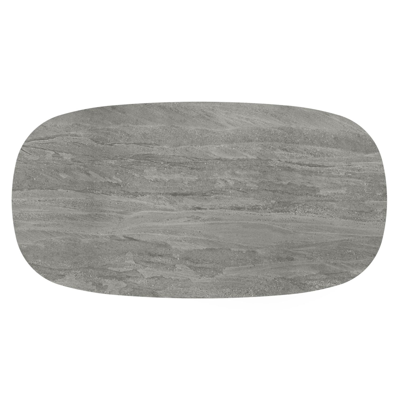 Amico tuintafel bombo in zwart aluminium en volkeramiek Aspen Grey - L 210 x B 110 x H 73.5 cm