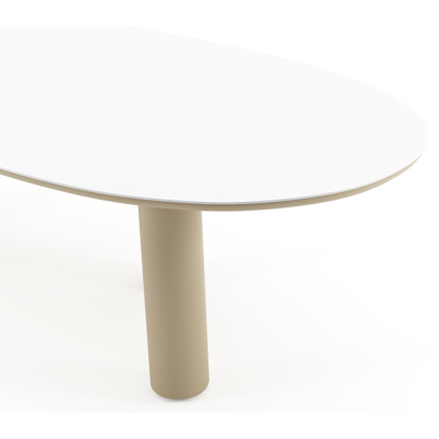 Amico tuintafel organisch in beige aluminium en volkeramiek Arctic White - L 280 x B 120 x H 73.5 cm