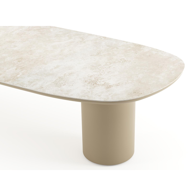 Amico tuintafel bombo in beige aluminium en volkeramiek Rapolano - L 320 x B 130 x H 73.5 cm