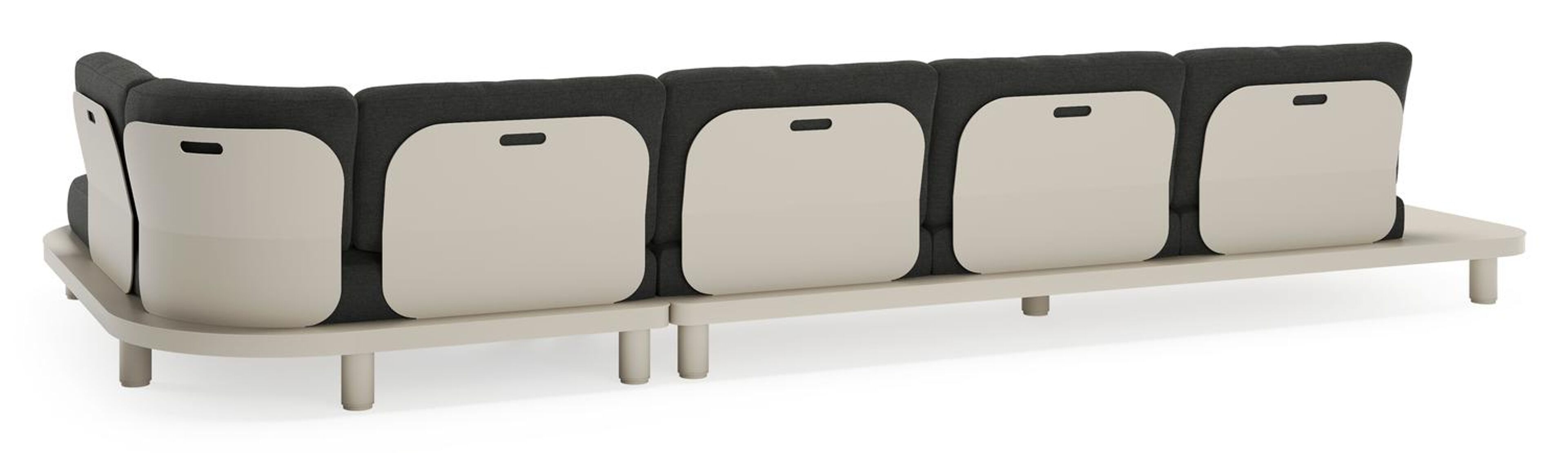 Salon de jardin d'angle Donato en aluminium beige et coussins en all weather sunbrella® luxe chartres sooty