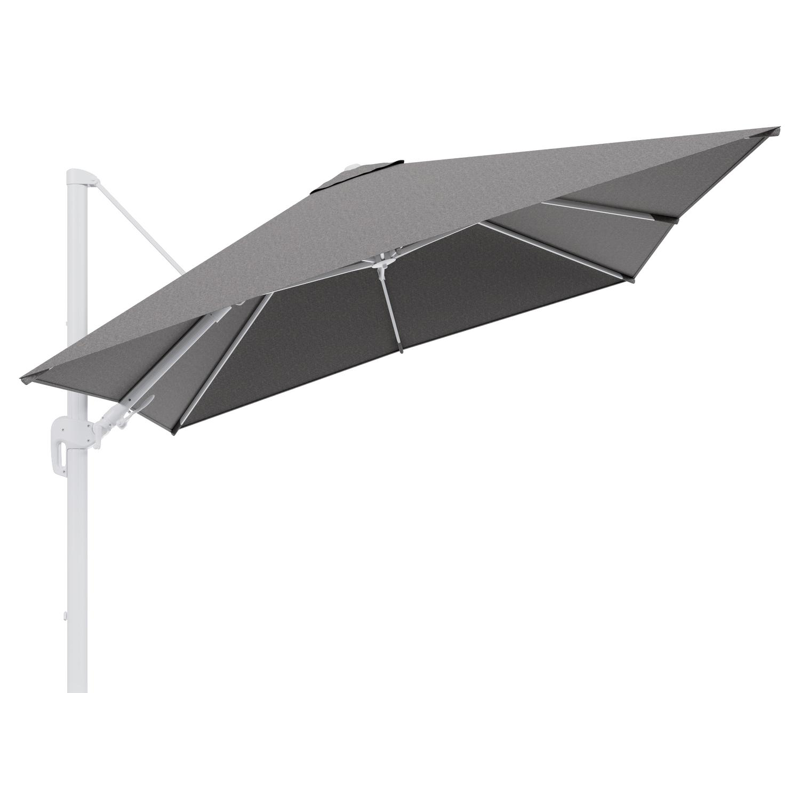 Rufina zweefparasol tiltfunctie in wit aluminium en parasoldoek in All Weather Sunbrella® Luxe Chartres Drizzle - L1 300 x L2 300 cm (zonder voet) (zonder voet)