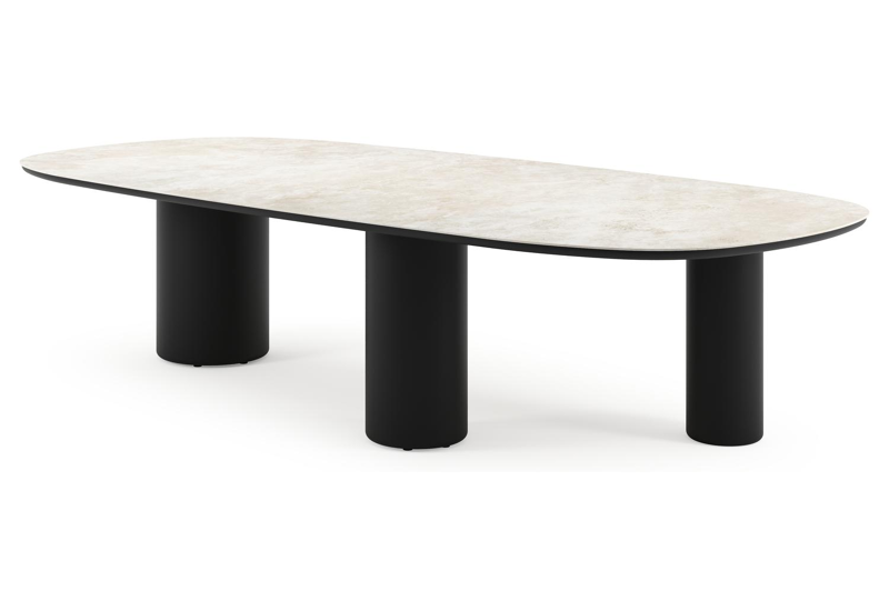 Amico tuintafel bombo xl in zwart aluminium en volkeramiek Rapolano - L 320 x B 148 x H 73.5 cm