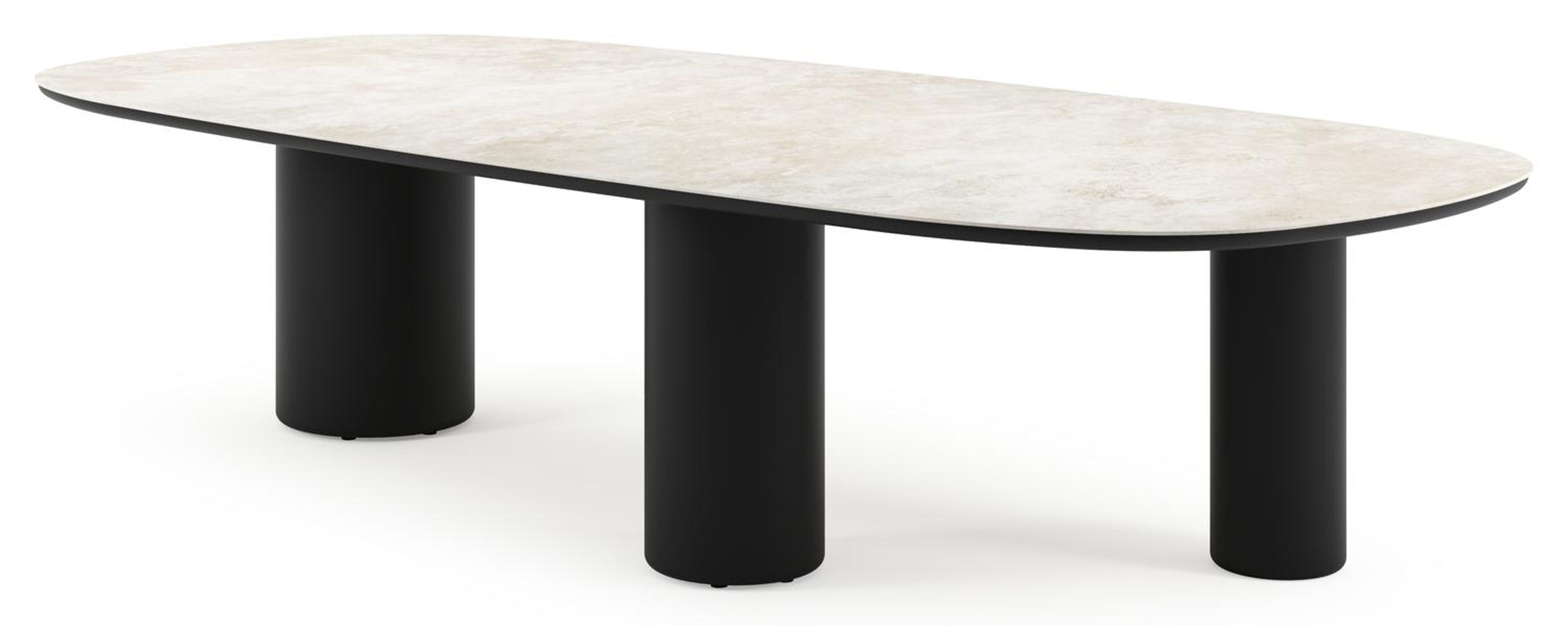 Table de jardin Amico bombo xl en aluminium noir et céramique pleine Rapolano - Lg. 320 x Lrg. 148 x Haut. 74 cm