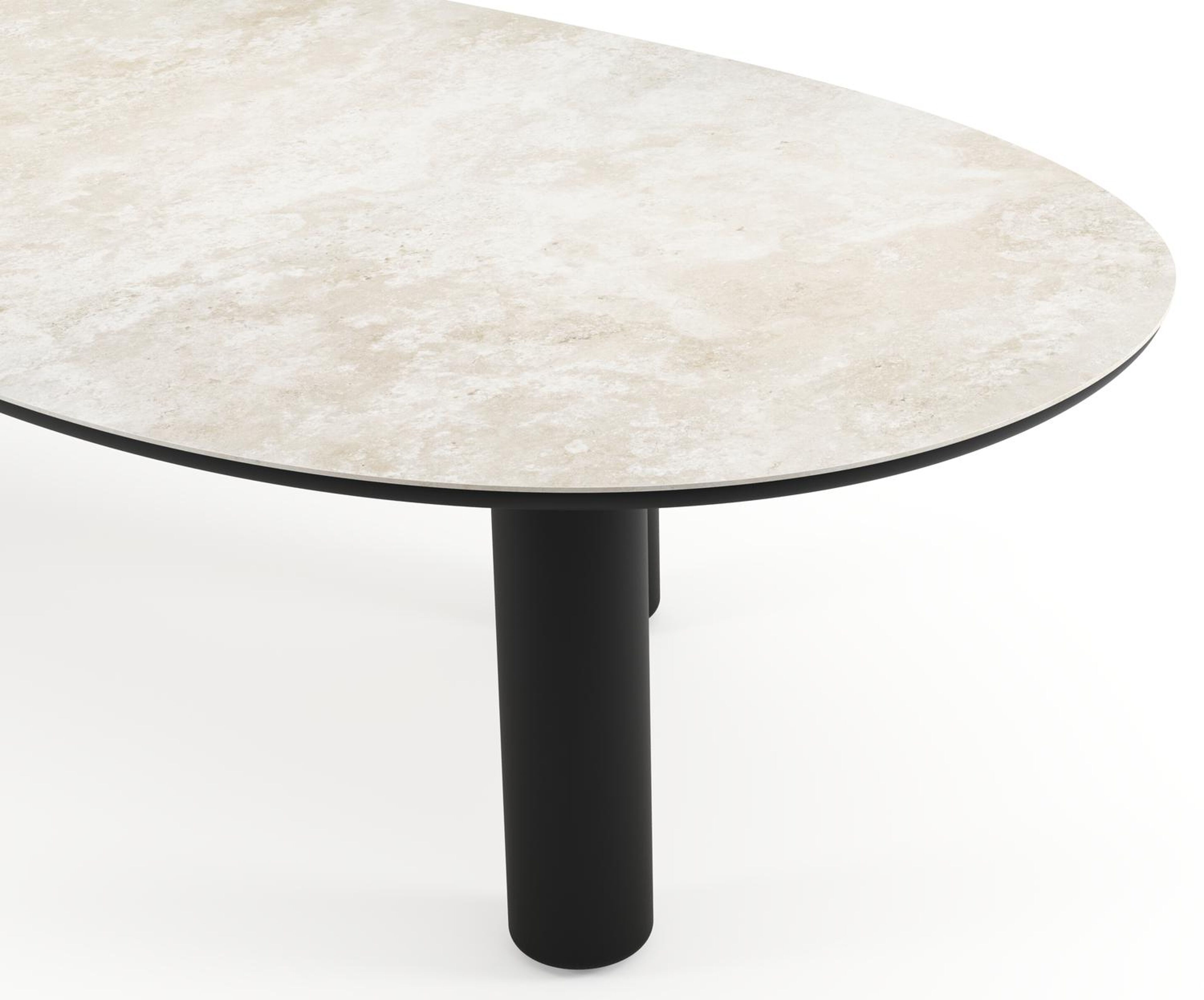 Table de jardin Amico organique en aluminium noir et céramique pleine Rapolano - Lg. 320 x Lrg. 145 x Haut. 73.5 cm