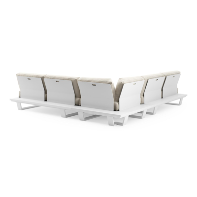 Pagino loungehoek in wit aluminium met althea off white all weather cosytica kussen