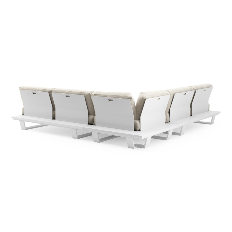 Pagino loungehoek in wit aluminium met althea off white all weather cosytica kussen