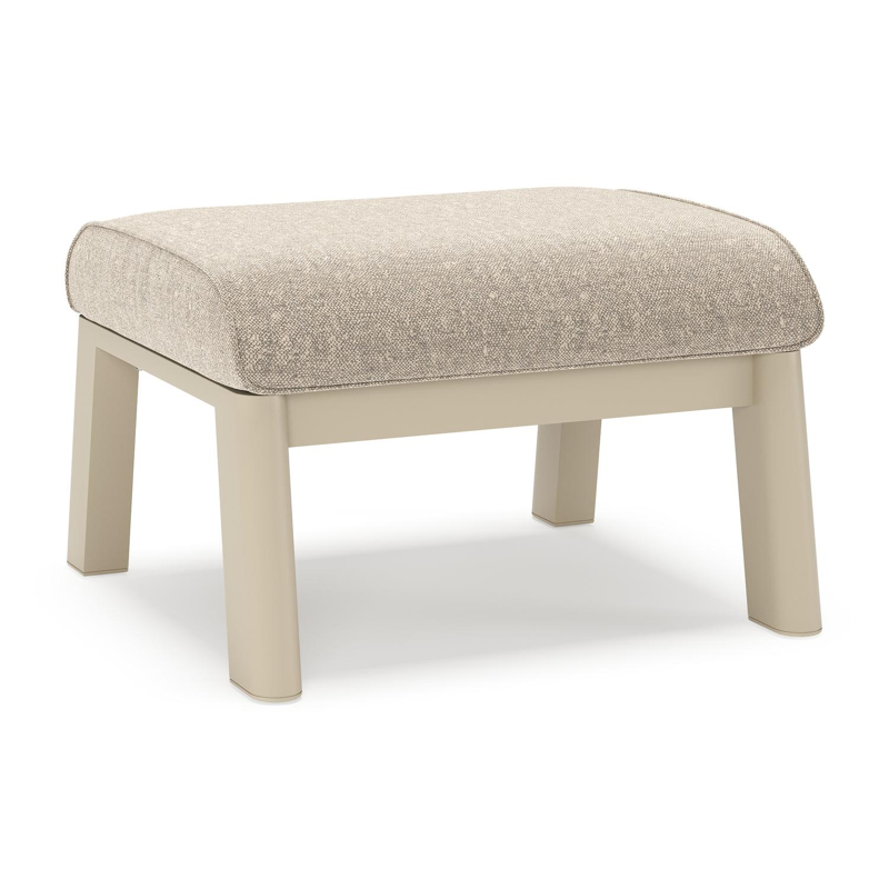 Cirello poef in beige aluminium met chartres pewter all weather sunbrella® luxe kussen