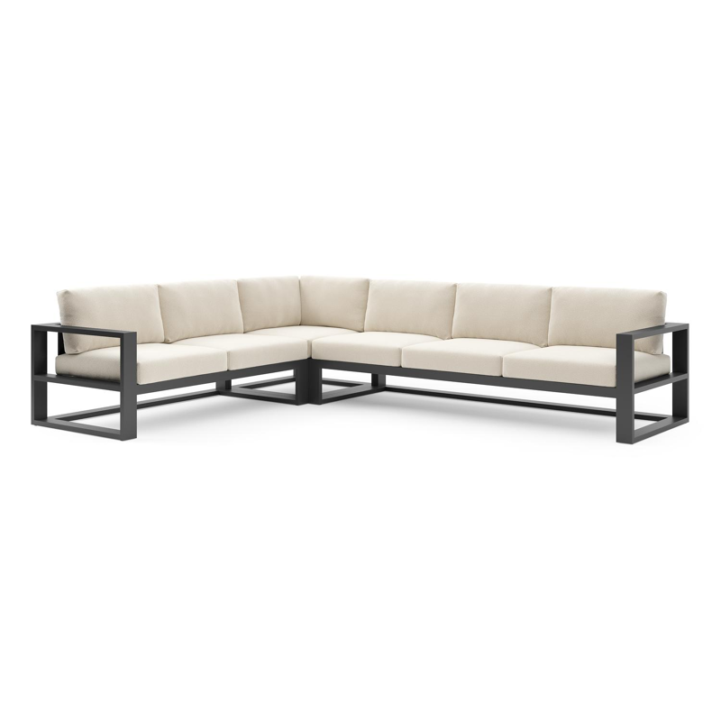 Verato loungehoek in zwart aluminium met althea off white all weather cosytica kussen