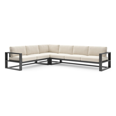 Verato loungehoek in zwart aluminium met althea off white all weather cosytica kussen