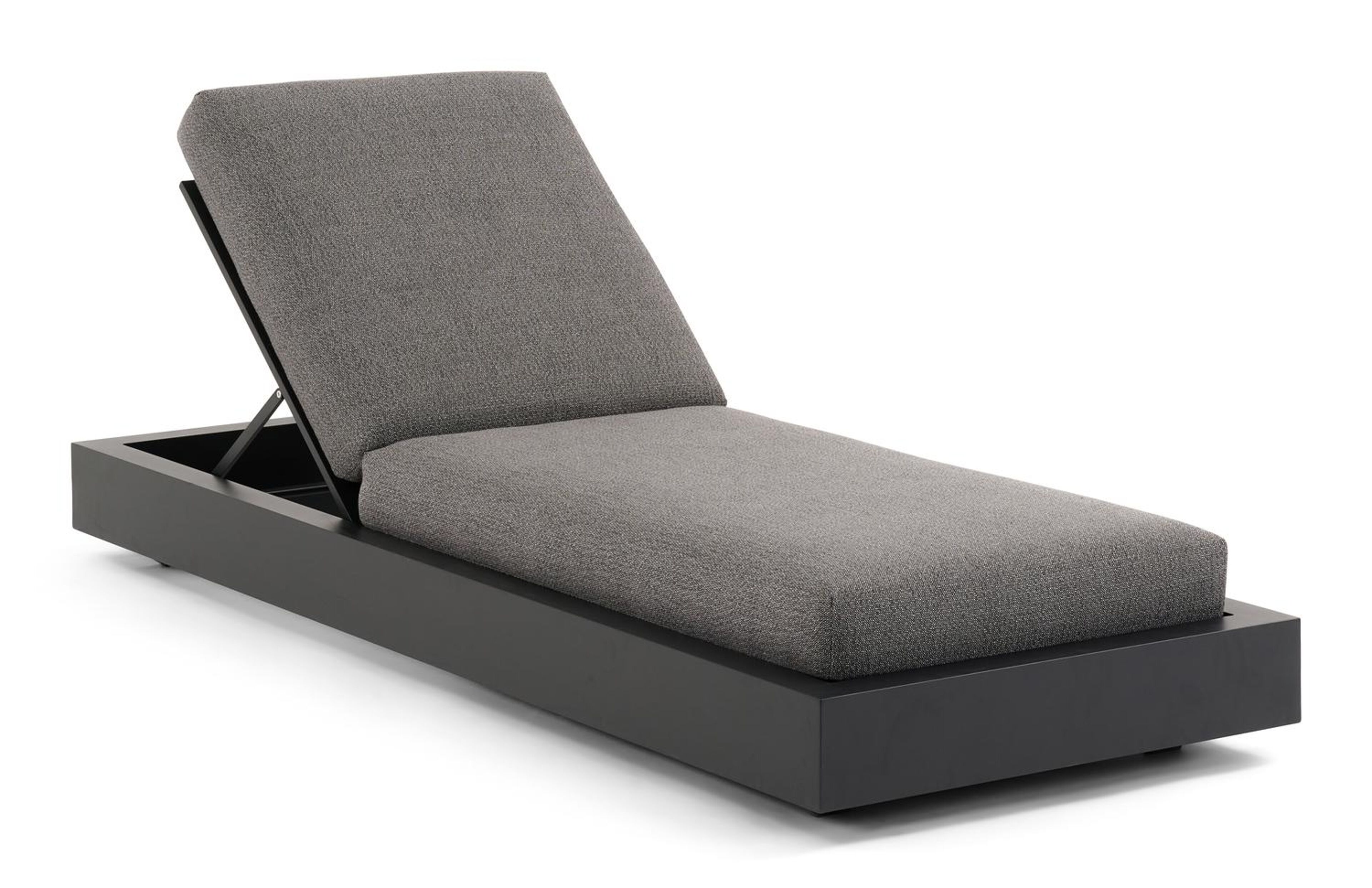 Como verstelbaar ligbed in zwart aluminium met savane tornado all weather sunbrella® luxe kussen