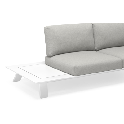 Cesano loungehoek in wit aluminium met tweed dune all weather sunbrella® luxe kussens