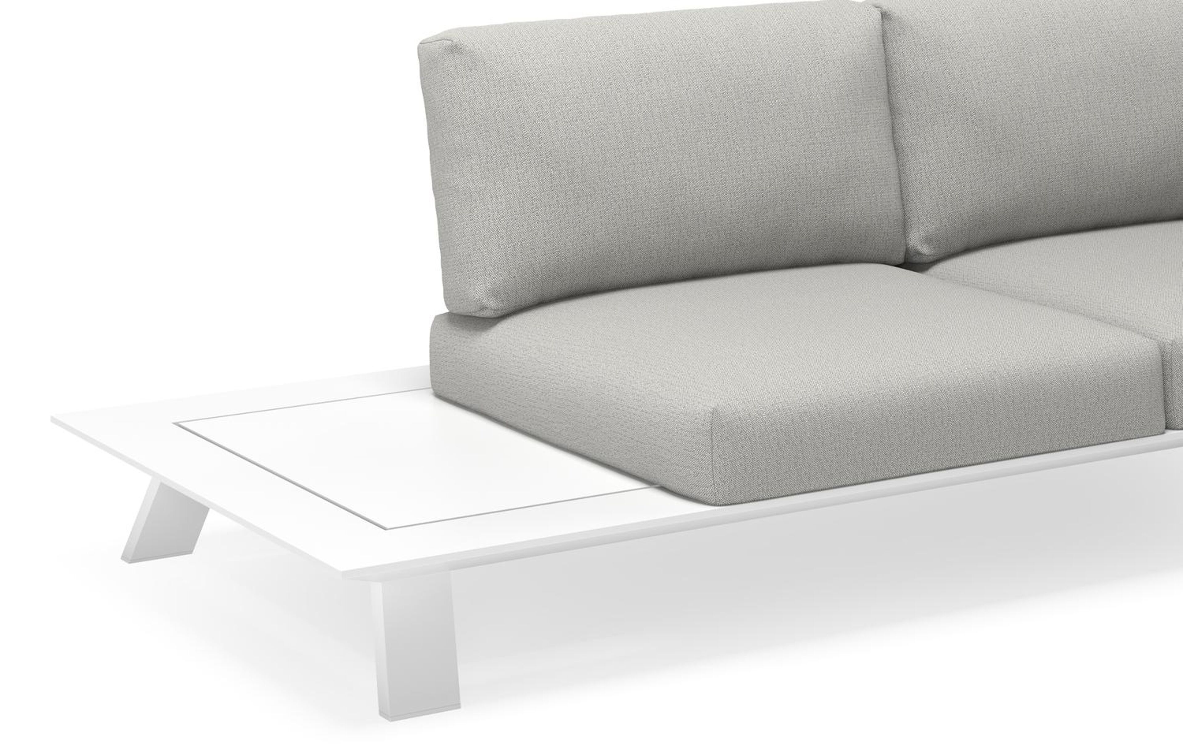 Cesano loungehoek in wit aluminium met tweed dune all weather sunbrella® luxe kussens