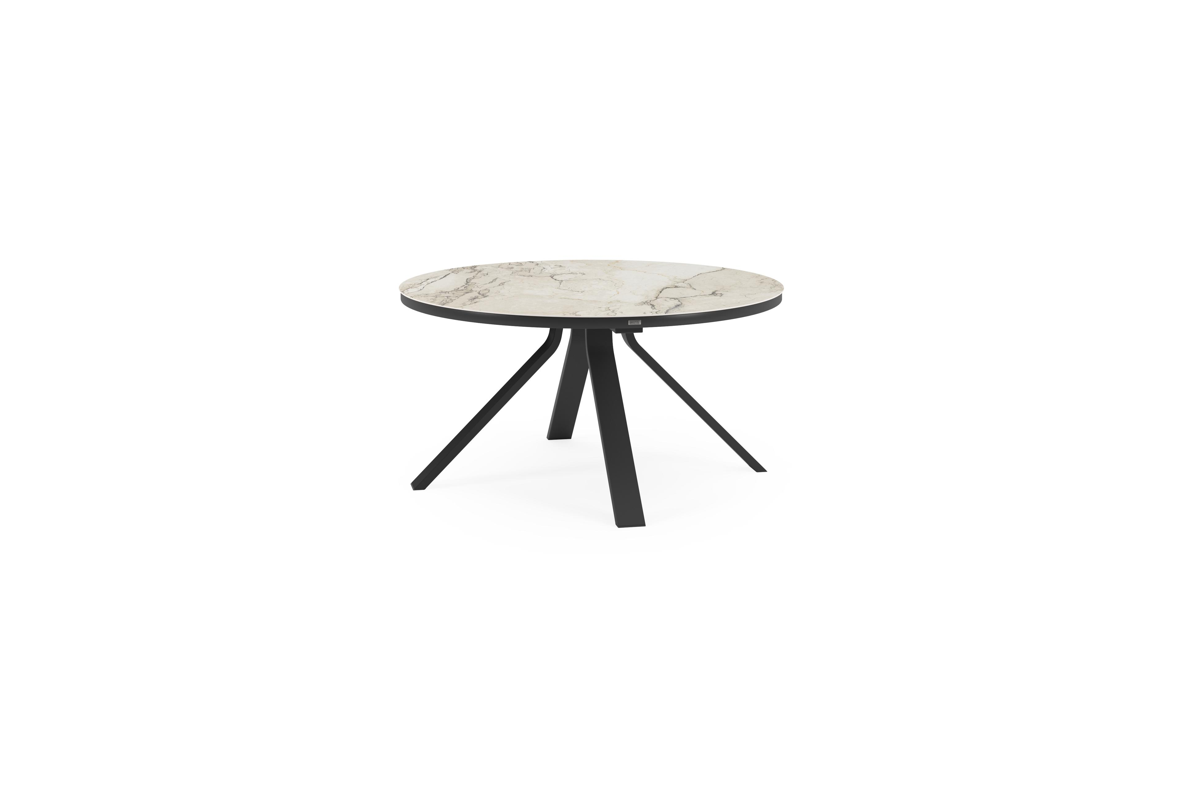 Cesano tuintafel rond in zwart aluminium en volkeramiek colorado dunes - Dia. 148 x H 73.5 cm