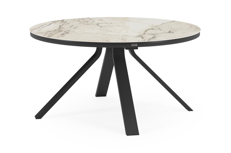 Cesano tuintafel rond in zwart aluminium en volkeramiek colorado dunes - Dia. 148 x H 73.5 cm